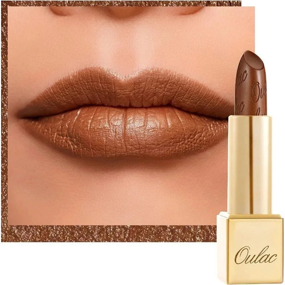 Oulac Women Metallic Shine Dark Brown High  Impact Lipstick Hawaii Summer(08)